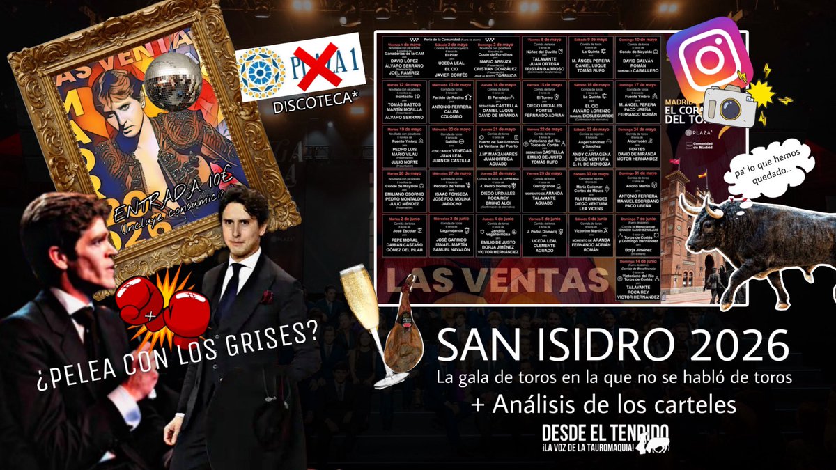 📺 ¡NUEVO PROGRAMA! 🥂La gala de toros en la que no se habló de toros. 
🐂 ¡Análisis de los carteles de la feria de San Isidro 2026!
✍️ Cronica de los dos primeros festejos de la feria de Valdemorillo. 
🔴 ¡YA DISPONIBLE! youtu.be/KB3egKYMybo?si…