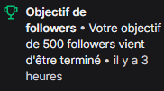 Let's go !! Objectif des 500 followers atteint ! Un sacré palier quand même. Je pensais pas arriver à là quand j'ai commencé🥹

Merci à vous ! De voir ça, ça motive juste à faire plus ♥