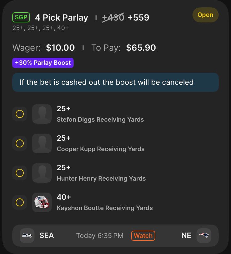 NicksPicks25's tweet photo. 💰 Super Bowl Big Boy Bet

🏈 Our last bet for the big game, we're showing some of the other receivers some love here

🔗 https://t.co/GZvwFpJkRT https://t.co/SYwSbQhUQO