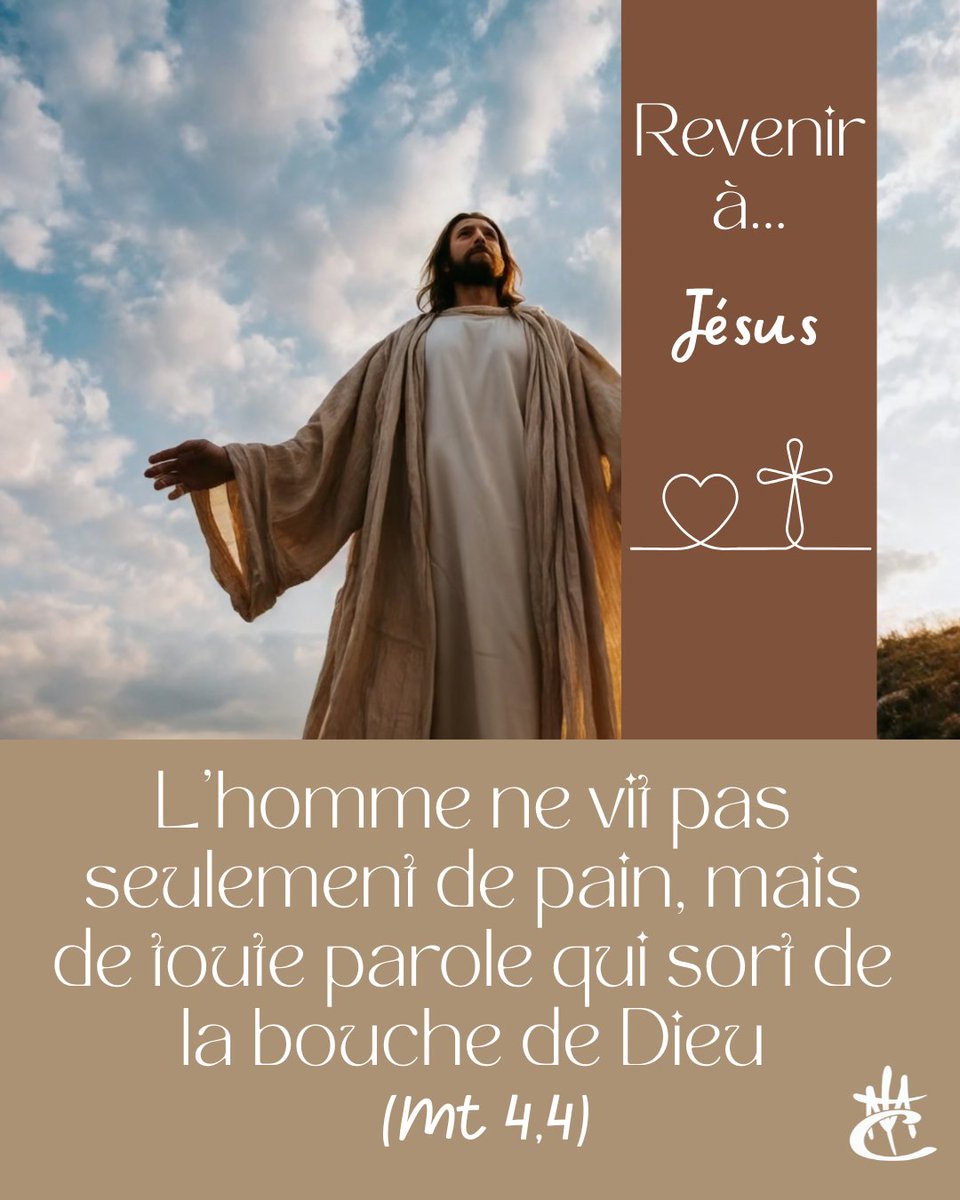 🇫🇷 « L’homme ne vit pas seulement de pain, mais de toute parole qui sort de la bouche de Dieu ».
Jésus nous rappelle que tout ce qui remplit ne fait pas vivre. En Carême, revenir à l’essentiel 🌾🔥🌱.
#Revenir #Consolation #FamilleConsolation #Carême