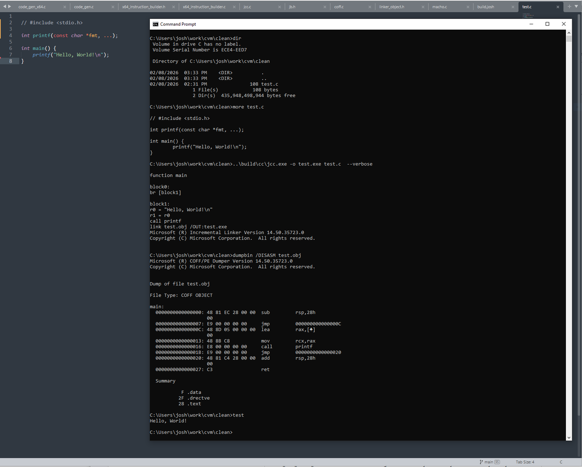 Working on X64 codegen and Windows support