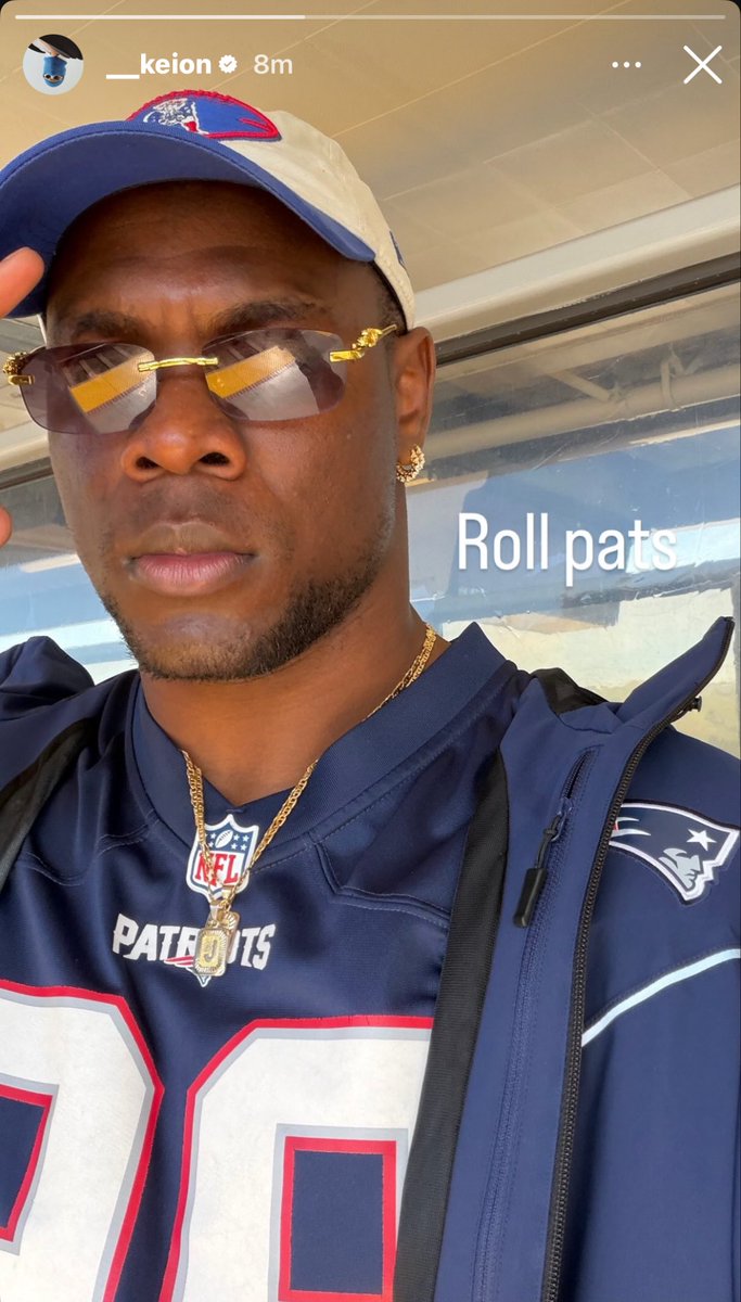 HurwitzSports's tweet image. Keion White, who played five games with the Patriots this season before being traded at the deadline, is rocking with New England.