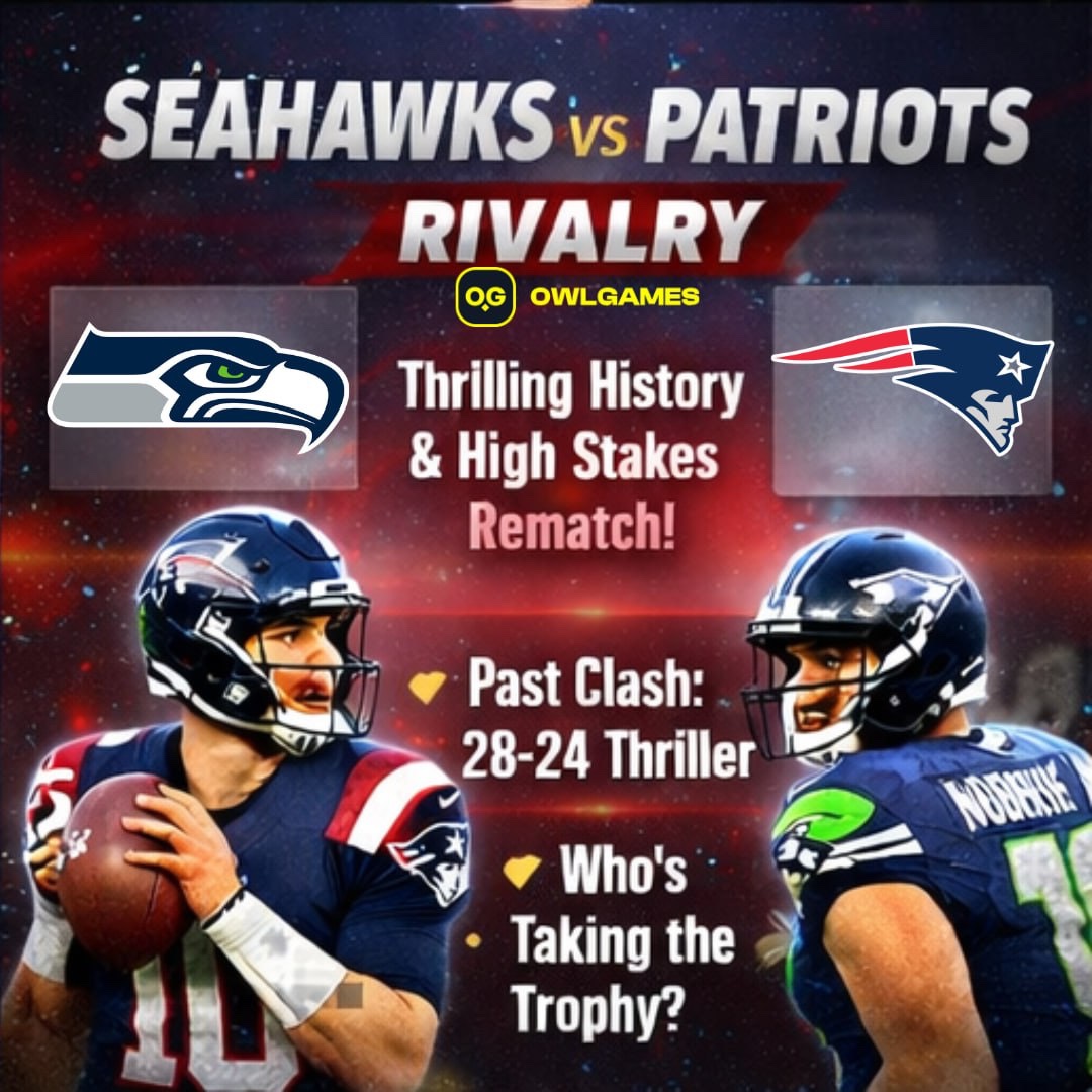 TheOwlGame's tweet photo. 📚 Seahawks vs. Patriots — a rivalry fans never forget.

🔥 Why this matchup matters:
• They’ve met in iconic, high-stakes games
• One of the most memorable Super Bowls in NFL history
• Games between them are often decided by late drives or defensive plays

📈 Betting angle:
• Past matchups suggest tight margins
• Late-game props and live betting are especially relevant

🎁 Join our Super Bowl giveaway on Twitter
👉 Bet the matchup now on https://t.co/6cUTqLRy2w

#NFLHistory #SuperBowl #Seahawks #Patriots #owlGames #Betting