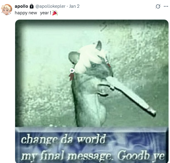 ApolloRelics's tweet photo. apollo kepler last twett 🥀🥀🥀 https://t.co/ipVc7bk3JX