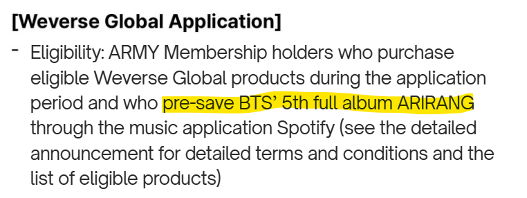 TanArchivism's tweet image. BIGHIT IS MOVING SO SMART 😭 giving free tickets but only requirement is pre-saving arirang (+having an ARMY membership), WE LOVE THAT! Inform everyone about this, it would be sad if they can't enter the site bcs of this.. PRE SAVE IT NOW 
🔗 open.spotify.com/prerelease/1Dc…