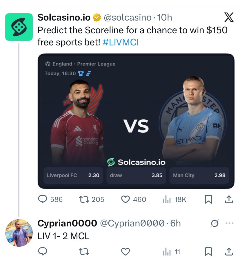 Cyprian0000's tweet photo. @solcasino Good day @solcasino I won the prediction https://t.co/kv74zlgY4x