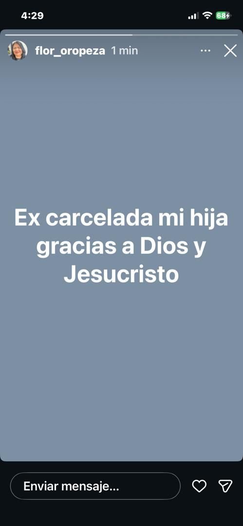 MiguelContigo's tweet photo. EXCARCELADA MARÍA OROPEZA

¡Qué día de emociones! 

(Fuente: Un post de su mamá en Instagram): https://t.co/jua9B96ekt