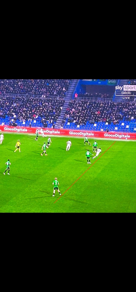 Questo sarebbe il "NETTISSIMO FUORIGIOCO DI ALMENO 2 METRI" che ha portato all'angolo dell'1-0 dell'Inter. Smoking bianco anche stavolta, con buona pace dei rosiconi che quest'anno non trovano niente a cui appigliarsi.
#Marottaleague 
#SassuoloInter