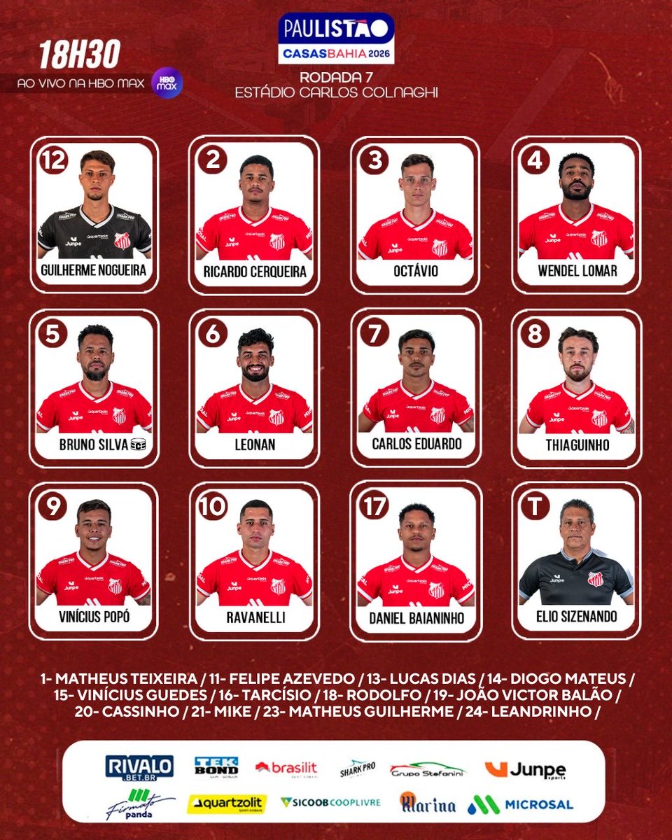 Leão escalado ✅🔴

Assim vai o Capivariano a campo para o duelo de logo mais diante do Mirassol.

Garanta já o seu ingresso e venha apoiar o Leão em mais esse desafio.

🔴⚪️🔥