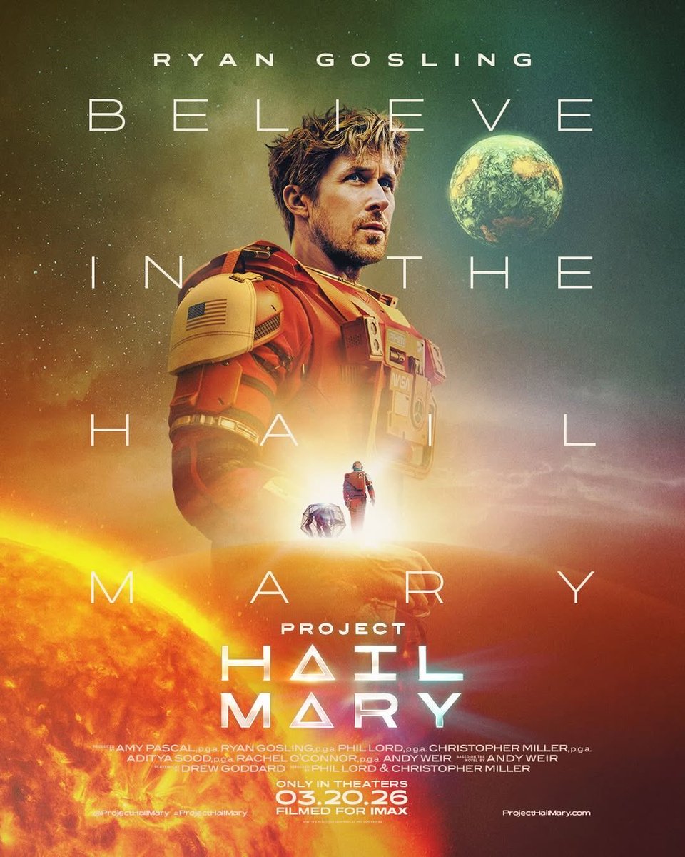 Recordad todos que este 20 de marzo tenemos una cita con Ryan Gosling para ver ‘PROYECT HAIL MARY’.

El tráiler pinta increíble, aunque este género está algo desgastado.
#ProyectHailMary