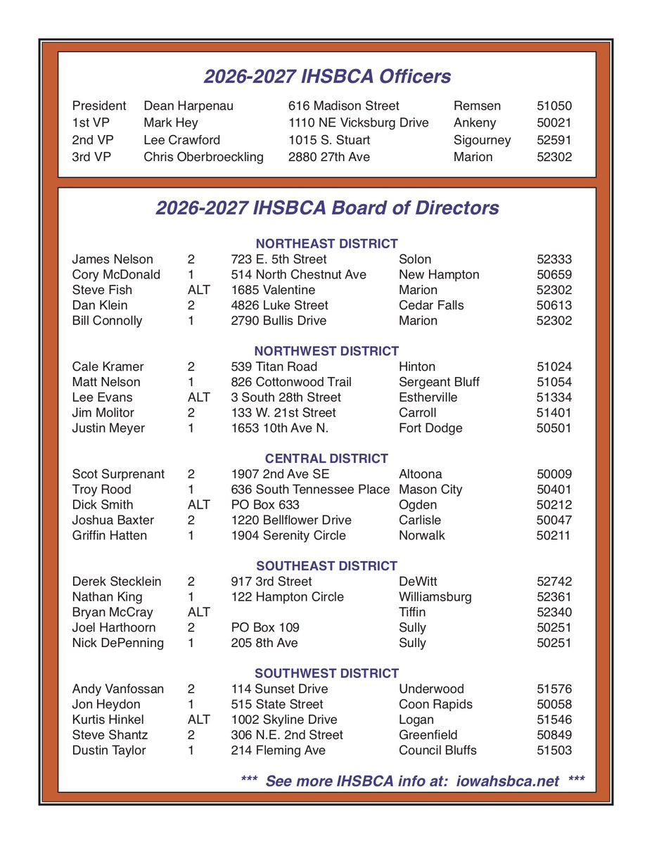 Iowa HS Baseball Coaches Association tweet media