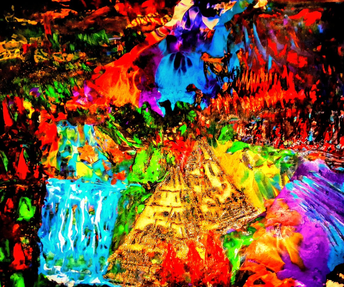 JeremyC521876's tweet photo. Falling temple sky's #JeremyCombsArt
#AbstractMythos #Colorstorm #ModernArt #SurrealLandscapes #VividAbstracts #PyramidDreams #WaterfallEnergy https://t.co/I0j1m3uvIV
