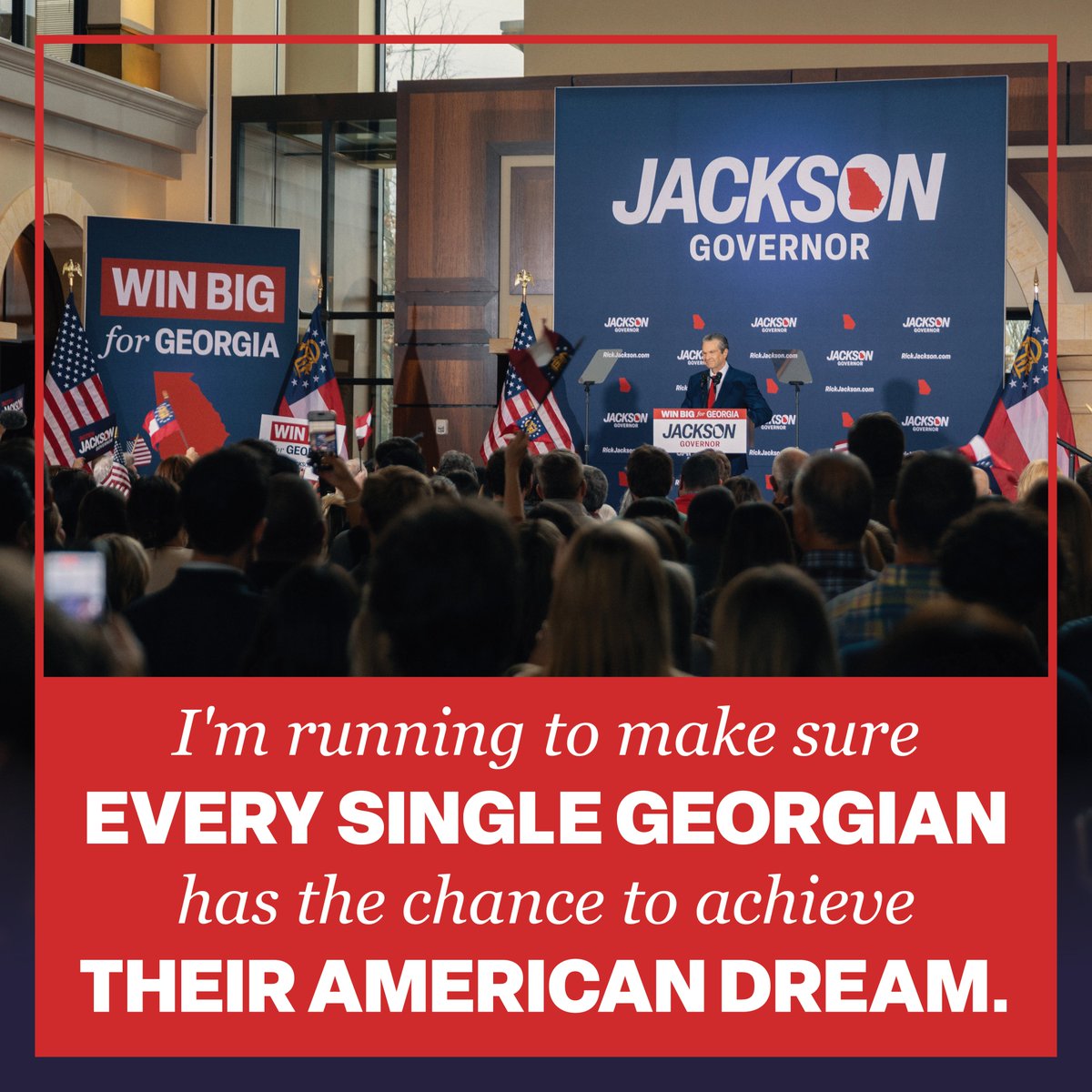 I’m running for governor for the kids who feel forgotten. For the families who feel unseen. For the people who work hard and deserve a government that works as hard as they do for a change. I'm running to make sure every Georgian has the chance to achieve their American Dream.
