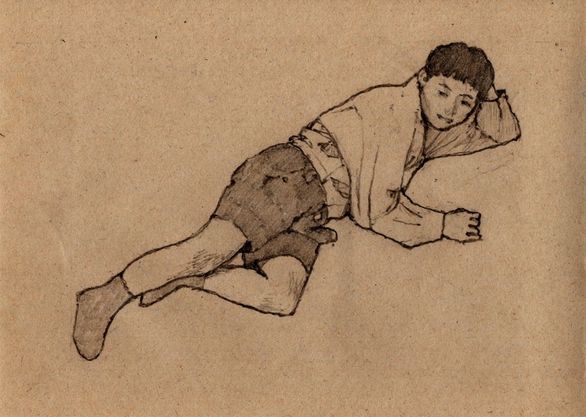 #子供編ポーズカタログ模写
寝ころぶ１９。