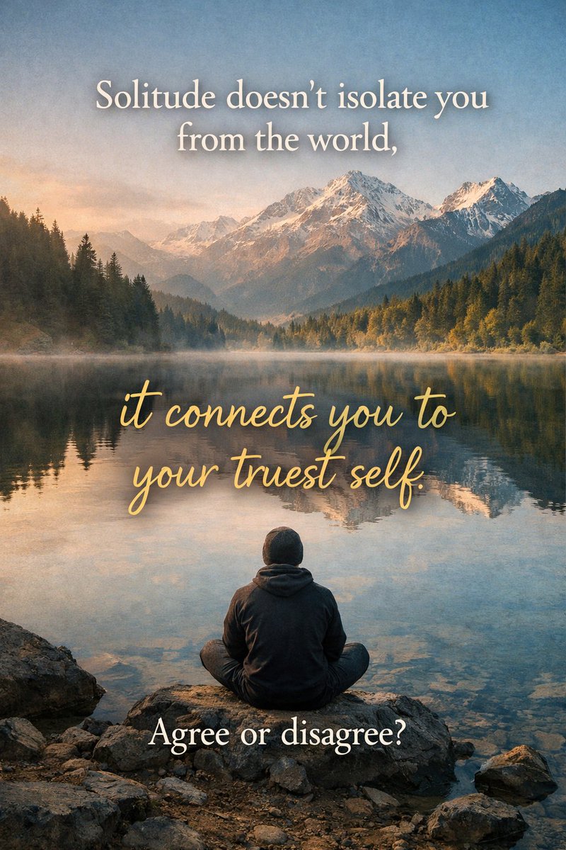 mike_termi213's tweet image. Solitude doesn’t isolate you from the world.

It connects you to your truest self.

Agree or disagree? 👇

#Solitude #InnerStrength #Motivation #SoulForge #Poetry