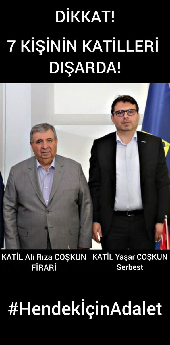 <a href="/AliYerlikaya/">Ali Yerlikaya</a> 3 Temmuz 2020'de büyük Coşkunlar Havai Fişek Fabrikası patladı, 7 işçi katledildi.
İşçilerin cenazeleri aranırken patronlara Cumhurbaşkanı talimatıyla moral yemeği verildi.
Katillerden Ali Rıza Coşkun 25 Ocak 2025'den beri FİRARİ.
TUTUKLU YOK.