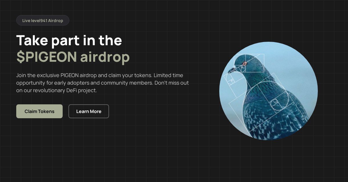 BREAKING: $Pigeon DROP LIVE!
Exclusive drop only for community holders.
First come, first served — claim now before it's gone!

easyflow.fun/?ca=4fSWEw2wbY…