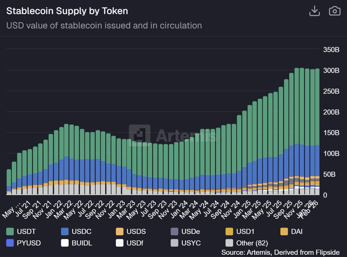 ⚡ UPDATE: Circle and Tether own 84.8% of the stablecoin market.

Can anything overtake them?