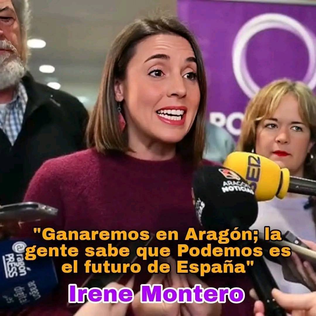 Yo creo que <a href="/IreneMontero/">Irene Montero</a> vive en un mundo paralelo jajajja

#EleccionesAragón #Podemos #SeAcabo <a href="/vitoquiles/">Vito Quiles 🇪🇸</a> <a href="/Alvise_oficial_/">Alvise Pérez</a> <a href="/Santi_ABASCAL/">Santiago Abascal 🇪🇸</a>