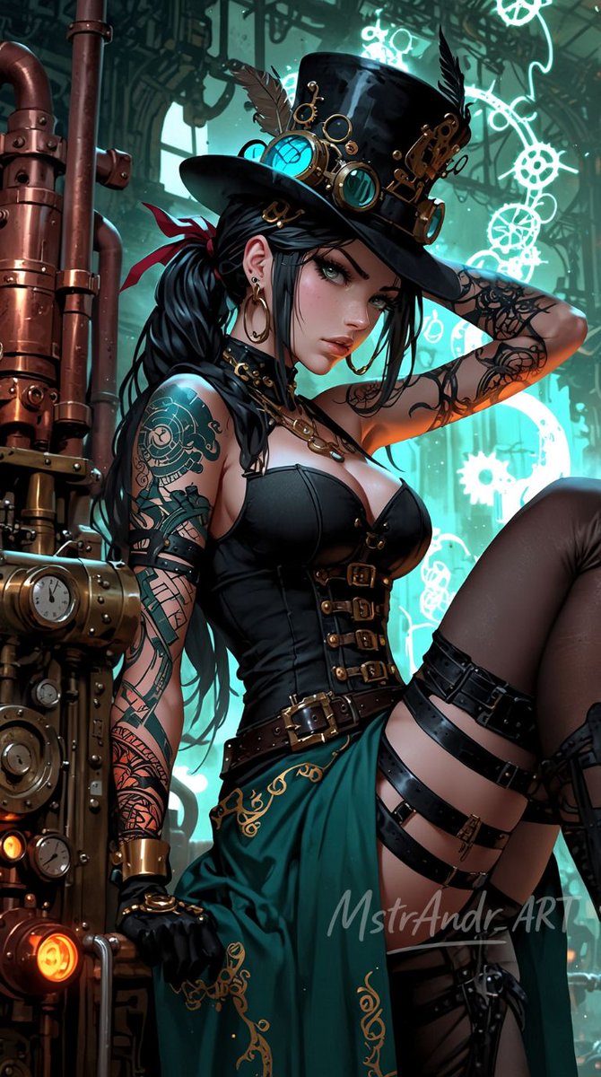 MstrAndr_ART's tweet image. The Gearbound Empress of Neon Sparks.
#aiart #gears #anime #MstrAndr_ART