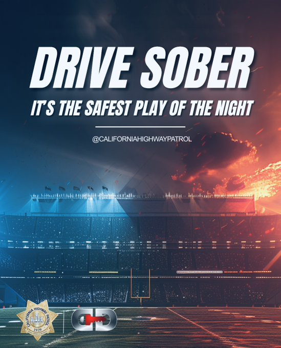 The Refs may miss a call but you can count on CHP officers not to. There’s no red challenge flag that’ll get you out of a DUI. We’ll have extra officers on the D-line to protect and serve you! Drive safe. Drive sober. #designateddriverprogram #madd #fansdontletfansdrivedrunk