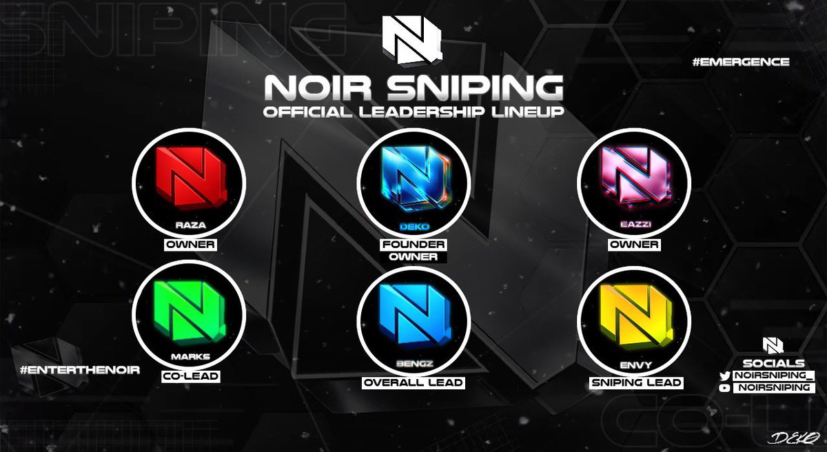Noir Sniping Leadership Lineup!

<a href="/DekoOD/">High Deko 🇬🇧</a> 
<a href="/RazaxHD/">Raza</a> 
<a href="/HighEazzi/">High Eazii✈️🇬🇧</a> 
<a href="/Jbengz_10/">Jordi</a>
<a href="/Im_Markz/">Ghost Markz</a> 
<a href="/Ennvy/">3NVY 7F🍀</a> 

#EnterTheNoir #Emergence