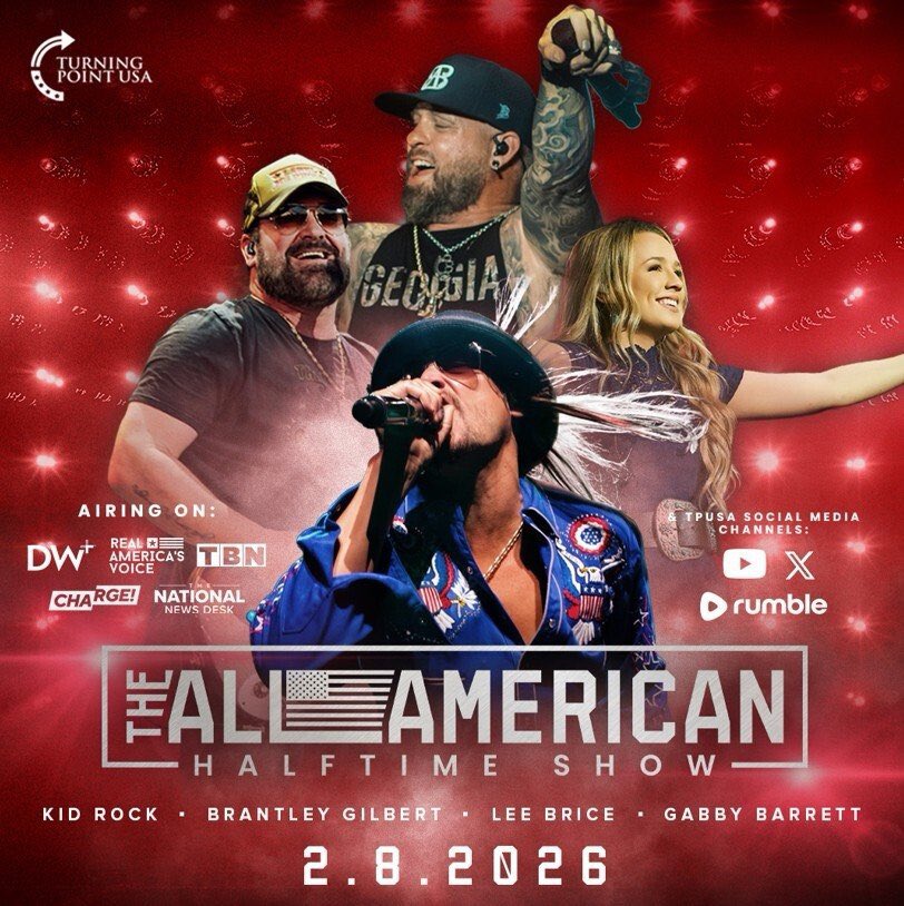 America: Change the channel at halftime!

Say no to woke and tune in to 𝗧𝗣𝗨𝗦𝗔'𝘀 𝗔𝗹𝗹-𝗔𝗺𝗲𝗿𝗶𝗰𝗮𝗻 𝗛𝗮𝗹𝗳𝘁𝗶𝗺𝗲 𝗦𝗵𝗼𝘄 at 8 ET/ 5 PT for a one-of-a-kind, made for TV concert experience 🔥

Exclusive performances from Kid Rock, Brantley Gilbert, Lee Brice and