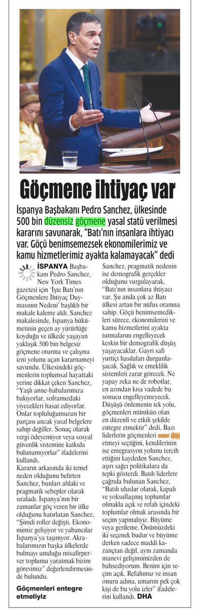 İspanya Başbakanı: Göçü benimsemezsek ekonomilerimiz de, kamu hizmetlerimiz de ayakta kalamayacak. “