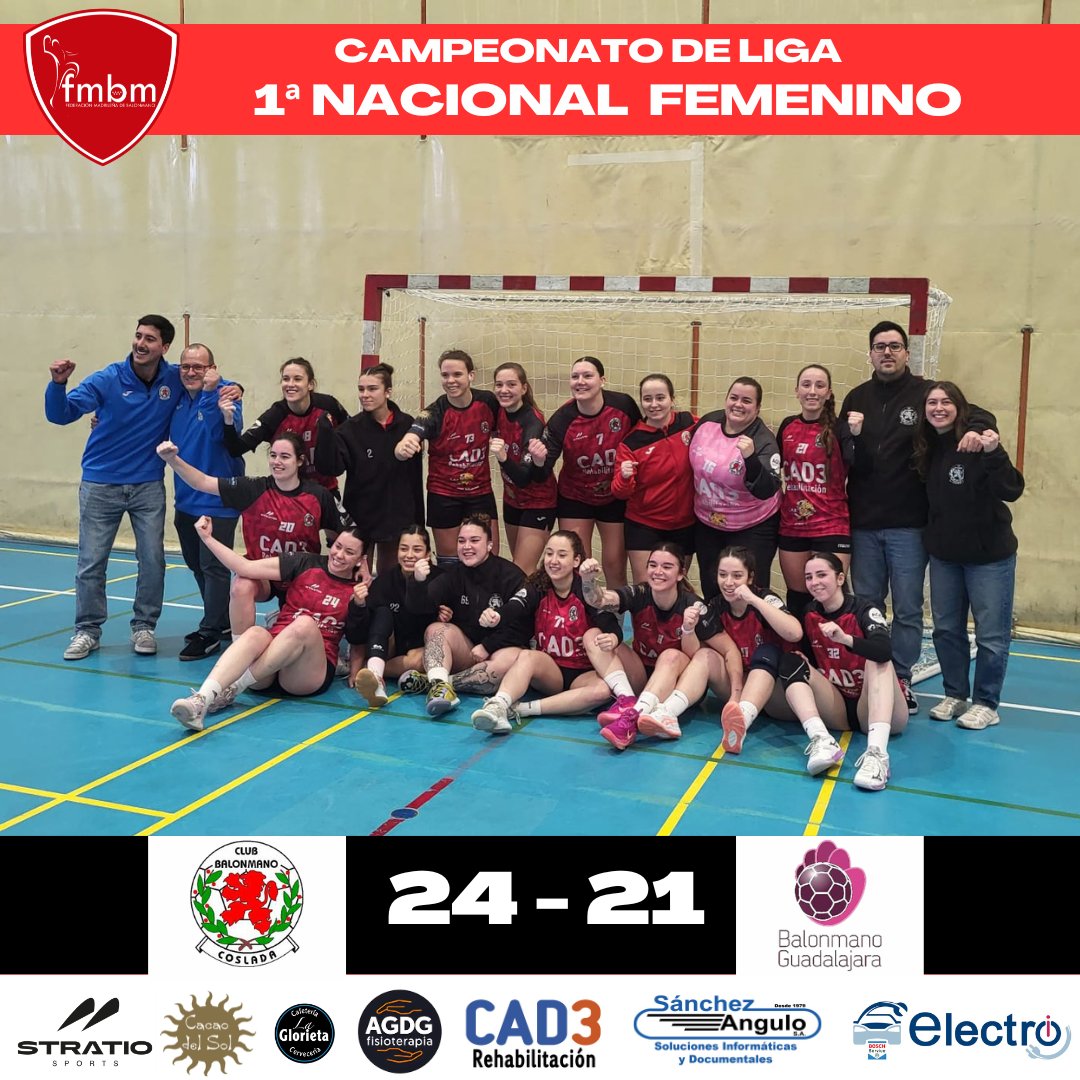 CAMPEONATO DE LIGA 🤾‍♂️🤾

🤾‍♂️Jornada 8 de febrero (1ª Nacional Femenino)

➡️J13
BM Coslada 24 🆚 Base BM Guadalajara 21

#vamoscoslada❤️💚

#patrocinadores
cad3servicios.com
@electroicoslada
@fisioterapia_agdg
<a href="/sanchezangulo/">nysa</a>.sa
<a href="/cacaodelsol/">Cacao Del Sol Chocolate Shop</a>.es
@stratiosports