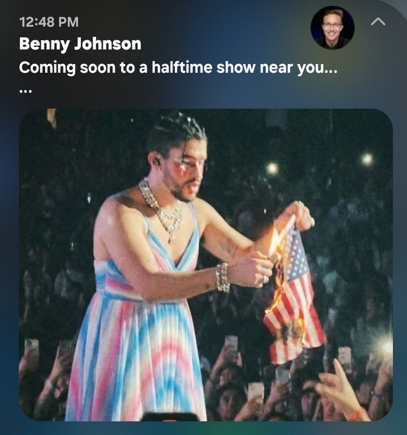 EssentialSoap's tweet photo. @MattMorseTV I don't want to see this. I'd watch but the halftime that's got to be turning point USA. https://t.co/qeGI4B3H4U