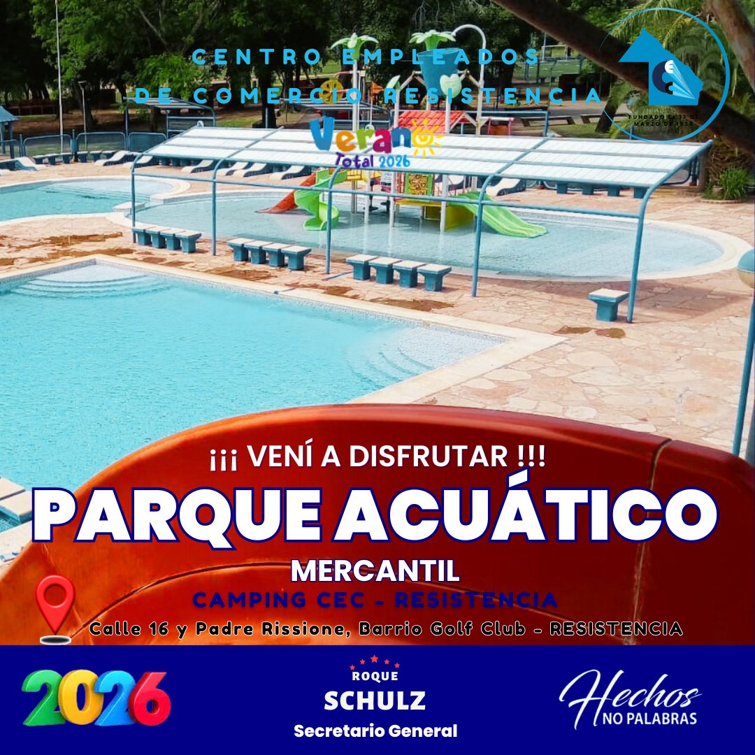 ¡¡¡ VENI A DISFRUTAR NUESTRO PARQUE ACUÁTICO !!!

𝐏𝐀𝐑𝐐𝐔𝐄 𝐀𝐂𝐔Á𝐓𝐈𝐂𝐎 𝐈𝐍𝐅𝐎𝐑𝐌𝐀𝐂𝐈Ó𝐍 𝐈𝐌𝐏𝐎𝐑𝐓𝐀𝐍𝐓𝐄

COMO TODOS LOS AÑOS desde el 1° de Enero esta 𝐇𝐀𝐁𝐈𝐋𝐈𝐓𝐀𝐃𝐎 𝐞𝐥 𝐏𝐀𝐑𝐐𝐔𝐄 𝐀𝐂𝐔Á𝐓𝐈𝐂𝐎.
