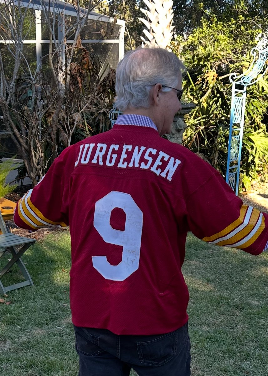 On Super Bowl Sunday, in honor of boyhood hero, the late, great Sonny Jurgensen. His game worn jersey. Appropriate to wear something of religious significance on a day like this. 🏈