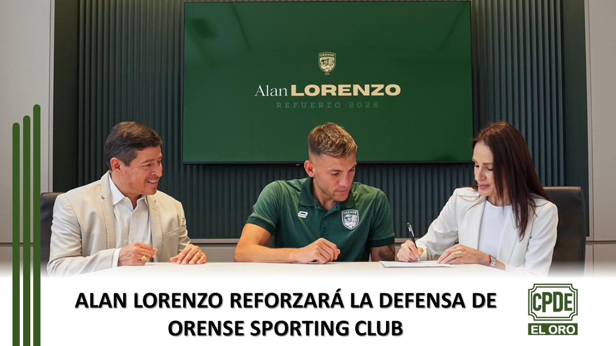 CPDE_EL_ORO's tweet photo. Orense SC.hizo oficial a través de sus redes sociales, la incorporación del defensor argentino Alan Lorenzo como nuevo refuerzo de su primer equipo. El jugador llega en condición de agente libre, procedente del Club Ferro Carril Oeste de Argentina https://t.co/J4ctvLpVz1