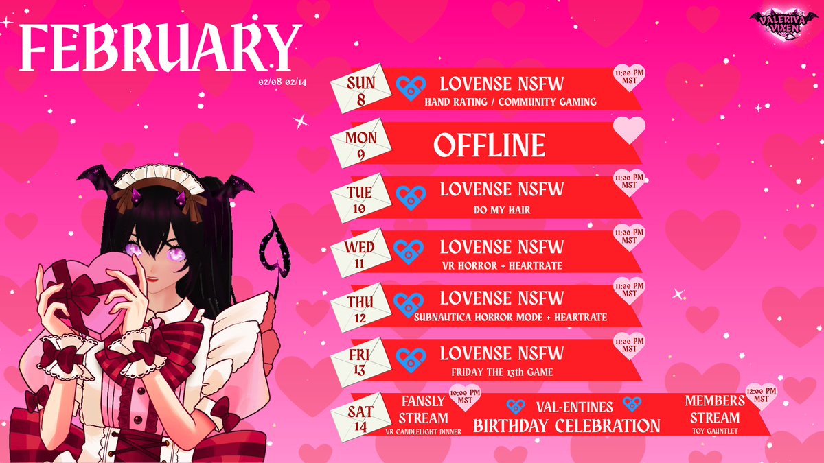GHOULS!!! CRAZY PACKED WEEK! Oh yea AND my Birthday/Stream-aversary/Valentines Day CELEBRATION! I will see you Ghouls there!