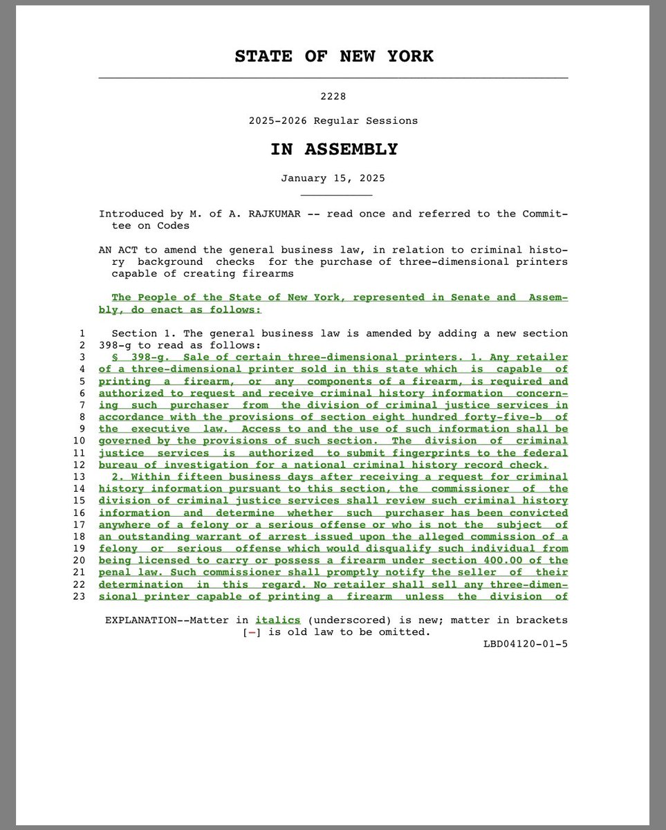 Two 3D printing bills, WA HB-2320 &amp; NY A2228 each have about a 99% chance of passing and becoming law within weeks.

I lost a lot of respect for those that tried to shame me and others for speaking out on this, who dismissed these proposals and mocked anyone who stood to fight.