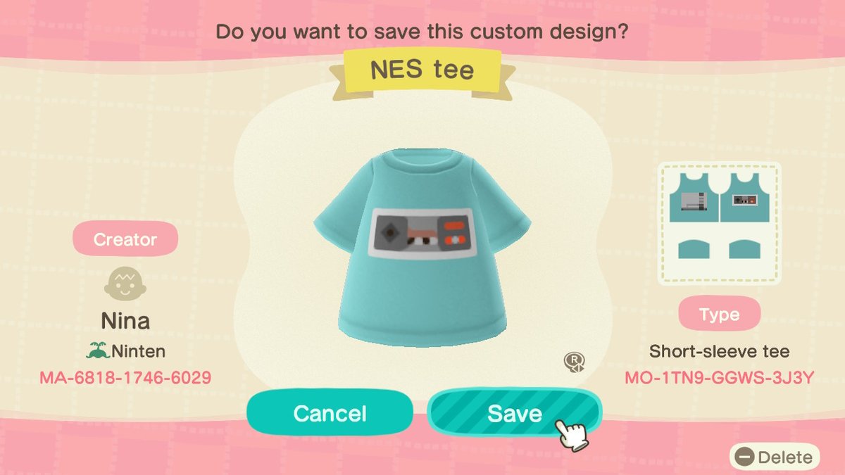 NintendoAmerica's tweet photo. Six new custom designs themed after classic Nintendo systems have arrived in #AnimalCrossingNewHorizons, including the Game Boy standee and Famicom tee designs! 

#NintendoSwitchOnline members can download them in-game from the Custom Designs Portal. https://t.co/9x7S8FM7Fs