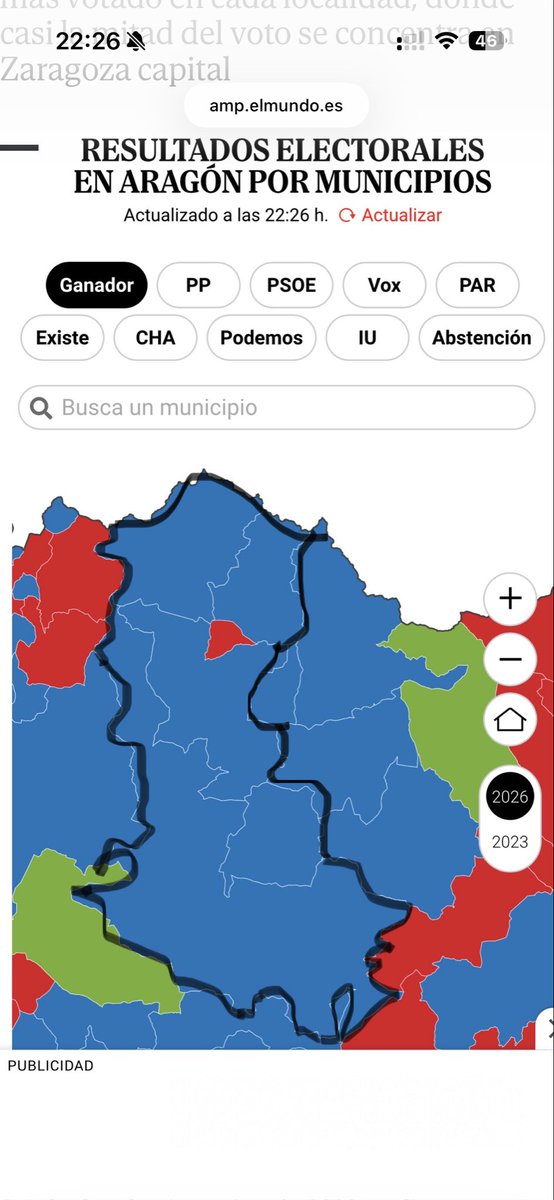 CarLanuza's tweet photo. Así queda el mapa de la Comarca Alto Gállego. 
#eleccionesAragon #AragonVota8F #Aragon8F https://t.co/Qnvv4lOno0