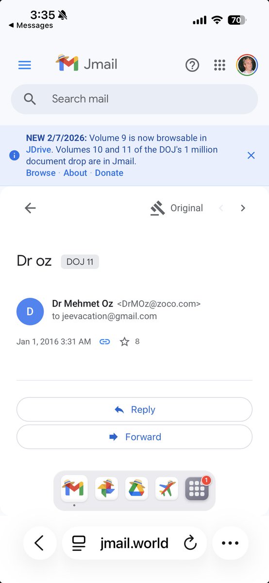 PirateSignal's tweet photo. Why is ⁦@DrOz⁩ emailing Epstein?? https://t.co/ly9gRWD2DQ