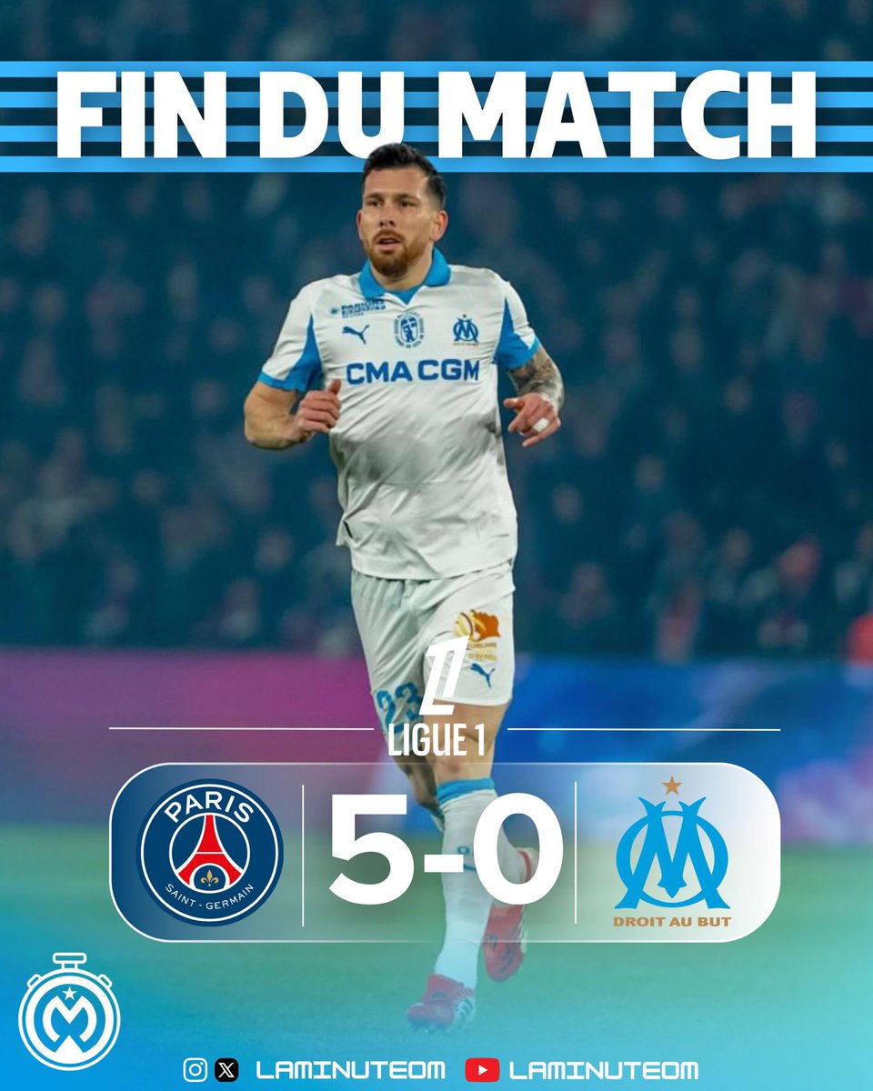 🚨Un match de l’OM PATHÉTIQUE et ABSURDE : les Olympiens s’inclinent 5-0 face au PSG.

RDZ se manque une nouvelle fois sur la défense à trois, doublé Nwaneri-Greenwood.

Le tout, allié à des performances individuelles cataclysmiques : cette défaite peut faire très mal aux têtes…