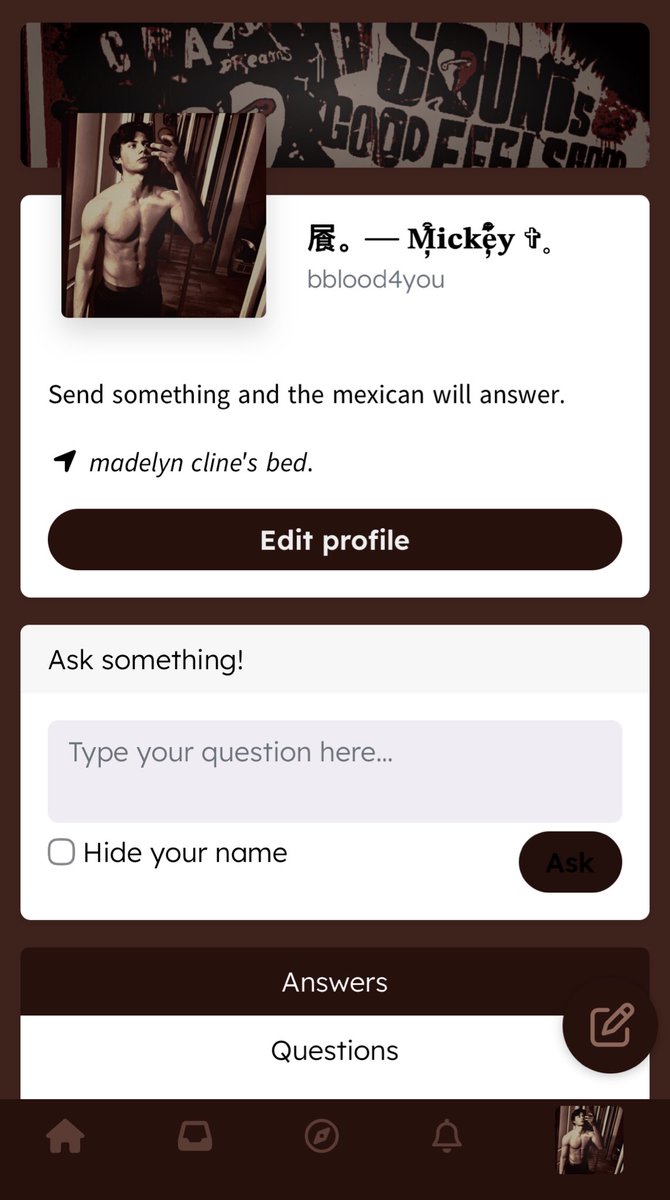 ᅠ

Criei um revospring! Ainda não sei bem como isso funciona, porém podem mandar mensagem e eu respondo — por favor, não me deixem no vácuo, me sinto uma criança usando brinquedo novo.
revospring.net/@bblood4you

ᅠ