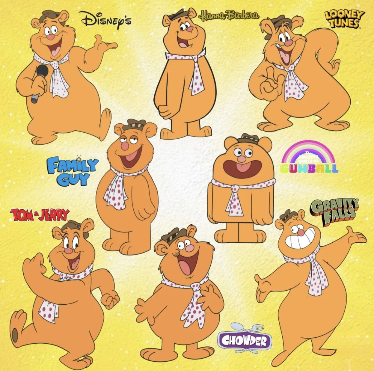 CutestNeko's tweet image. #muppets Fozzie is various cartoon styles by Richietoons 😆🤩👍.