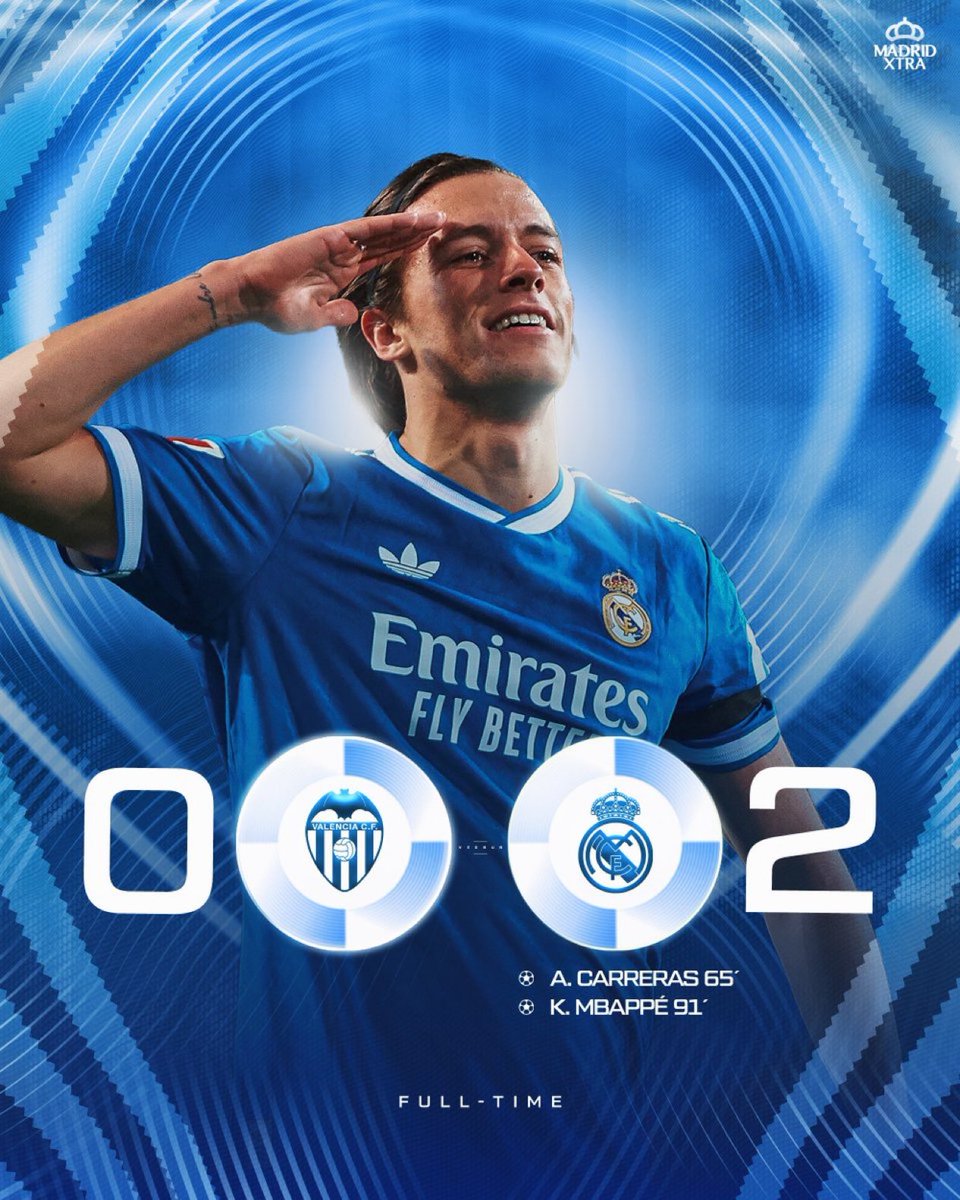 🚨🚨🚨— نهاية المباراة :

• ريال مدريد 2-0 فالنسيا

• ريال مدريد 2-0 فالنسيا

الف مبروك لـكل المدريديستا!💙