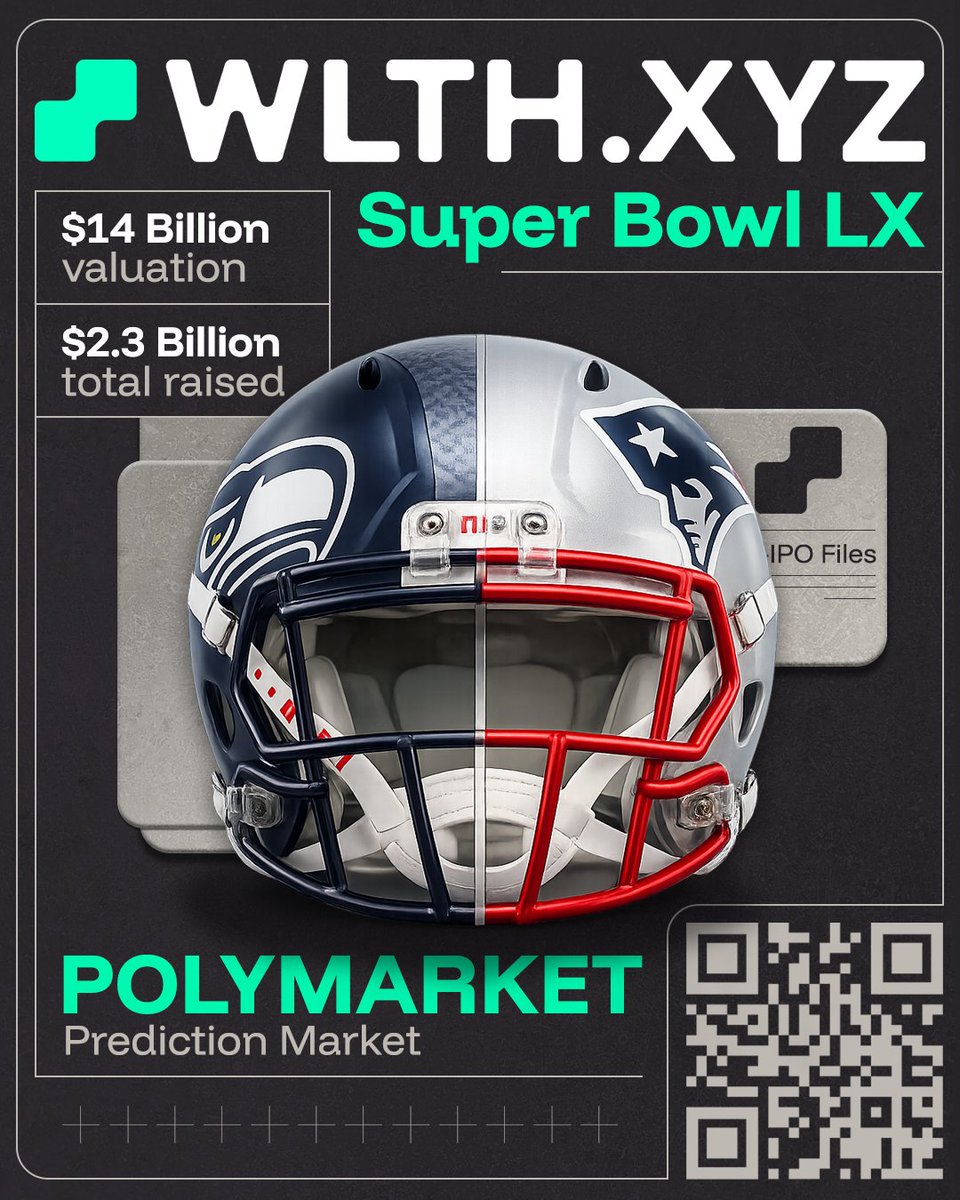 By 2025 Polymarket had already processed billions in contracts. Tonight’s NFL Super Bowl could be its biggest moment yet.

If you want to play at the meta‑level, owning the market instead of just betting on it, go to WLTH.xyz, buy <a href="/Polymarket/">Polymarket</a> pre‑IPO, and secure