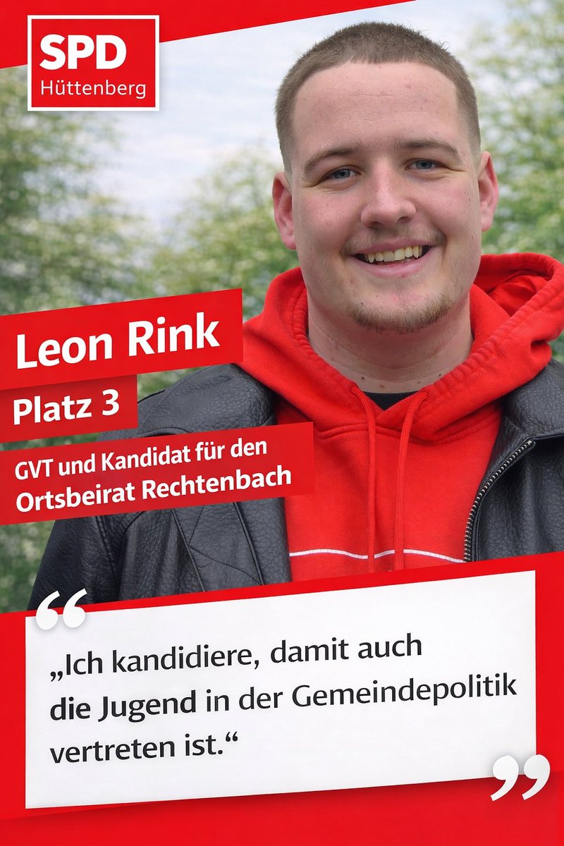 Und hier mit Leon Rink unser jüngster Kandidat, gut platziert auf Listenplatz 3 für die Gemeindevertretung und Kandidat für den Ortsbeirat #Rechtenbach

Handballer und Modellflieger 👍

Damit er Gemeindevertreter wird, am 15.3. #SPD wählen 

#Hüttenberg