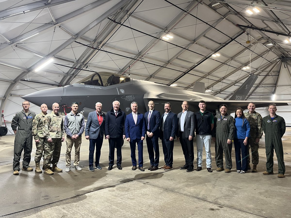AsaHutchinson's tweet photo. So proud of the F-35 training mission in Fort Smith at Ebbing 188th Wing that will benefit our NATO allies and U.S.  Thank you ⁦@rep_stevewomack⁩. https://t.co/3HIHKRMIOP