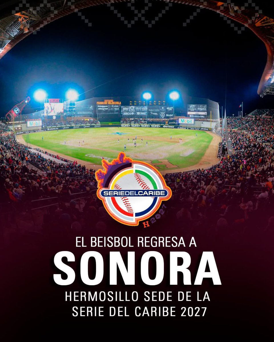 Sonora será sede de la Serie del Caribe. 

Hermosillo se prepara para recibir al béisbol que une a toda una región. 

Felicidades a los <a href="/charrosbeisbol/">Charros de Jalisco🤠</a>, campeones de la Serie del Caribe 2026, y reconocimiento a los <a href="/clubtomateros/">Tomateros de Culiacán</a> de Culiacán por una gran final.

El béisbol sigue