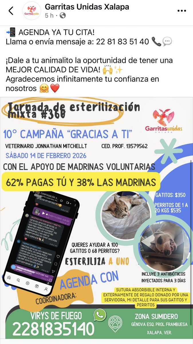 ❤️🐶 #esteriliza #Xalapa 
<a href="/mageba04/">Gina alarcon</a> <a href="/Corintiacruz/">Corintia Cruz Oregón</a> <a href="/VialidadXalapa/">Vialidad Xalapa 🚦 VX 🌎</a> <a href="/AbelMucino/">Abel Muciño</a> <a href="/tierraverde1943/">ℓια ₊˚.༄ *ﾟ🌱</a> <a href="/pilykuera/">Pily Peregrina</a> <a href="/CECILLIA36/">CECILIA MENDEZ</a> <a href="/sara_juarez/">saraliz</a> <a href="/Ydlan/">Naldy Patricia</a> <a href="/fherciencias/">Soy Fher!</a> <a href="/camellinlove/">Porque soy xalapeño</a> <a href="/ArrezEdda/">Edda Arrez</a> <a href="/PopColorsXal/">PopCX</a> <a href="/RoxanaAAT/">Feto de PicaFresa🍓</a> <a href="/penelopemoncayo/">Penélope Moncayo.</a> <a href="/rociosaiz/">Rocio Saiz</a> <a href="/Pechmed/">Peter Tweet</a> <a href="/mayteponm/">Mayte P.</a> <a href="/marinavera100/">Marina Vera</a> <a href="/danielfcarrion/">Daniel Fernández Carrión</a>