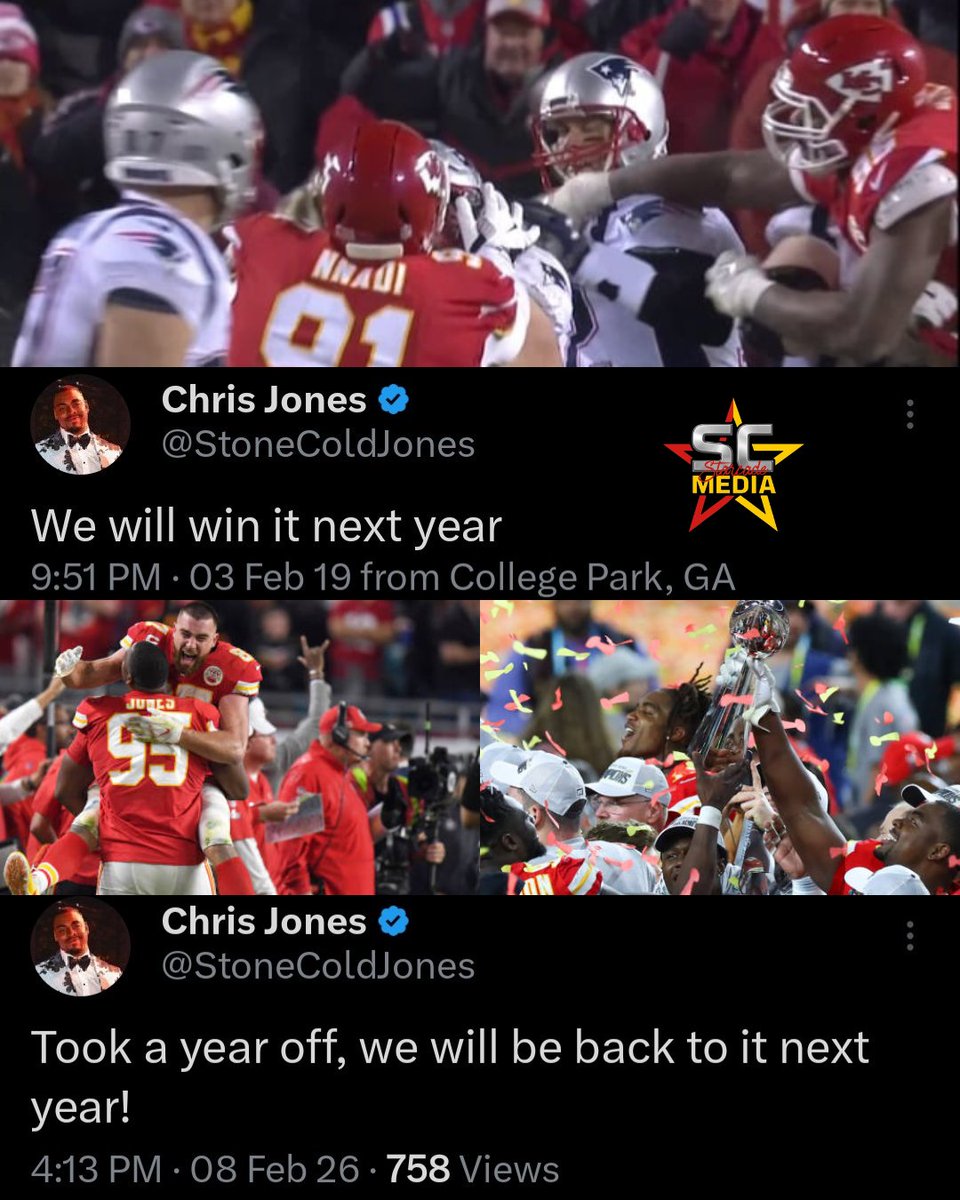 Chris Jones called his shot after 2018 &amp; the #Chiefs did it. Chris just called his shot again for 2026!