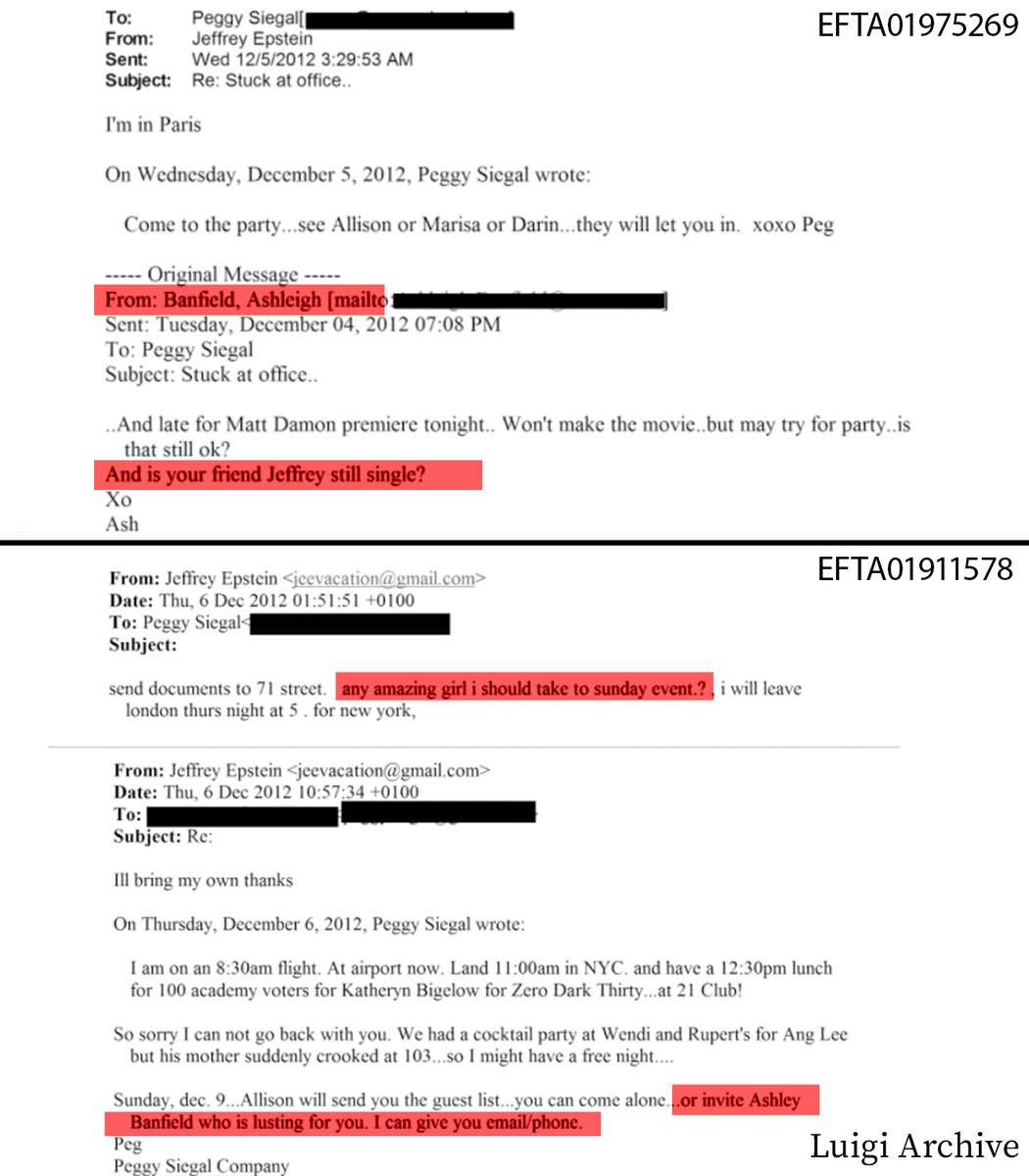 LuigiArchive_'s tweet image. 🚨BREAKING: Ashleigh Banfield, NewsNation host, who has repeatedly slandered and tried to prejudice Luigi Mangione with her reporting (while sneering at anyone who supports him), is in the Epstein files, "lusting" after Epstein-who, at the time, was already a convicted ped*phile.