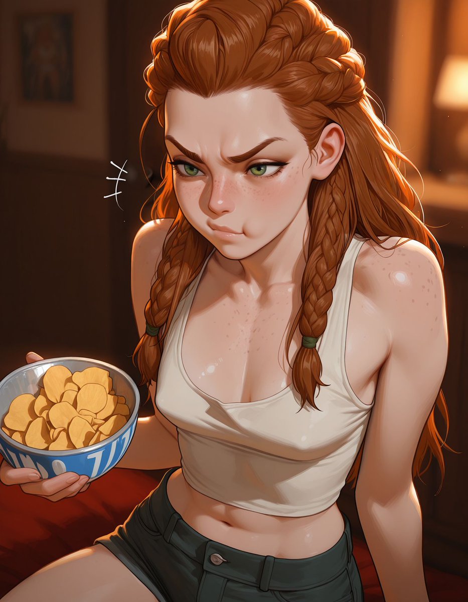 Code_SFW's tweet image. Aloy trying new snacks SFW